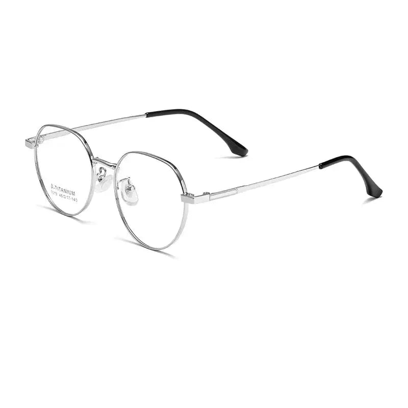 Women's Oval Full Rim Titanium Flat Top Prescription Glasses 1019 — view 7 | Rx Spectacle