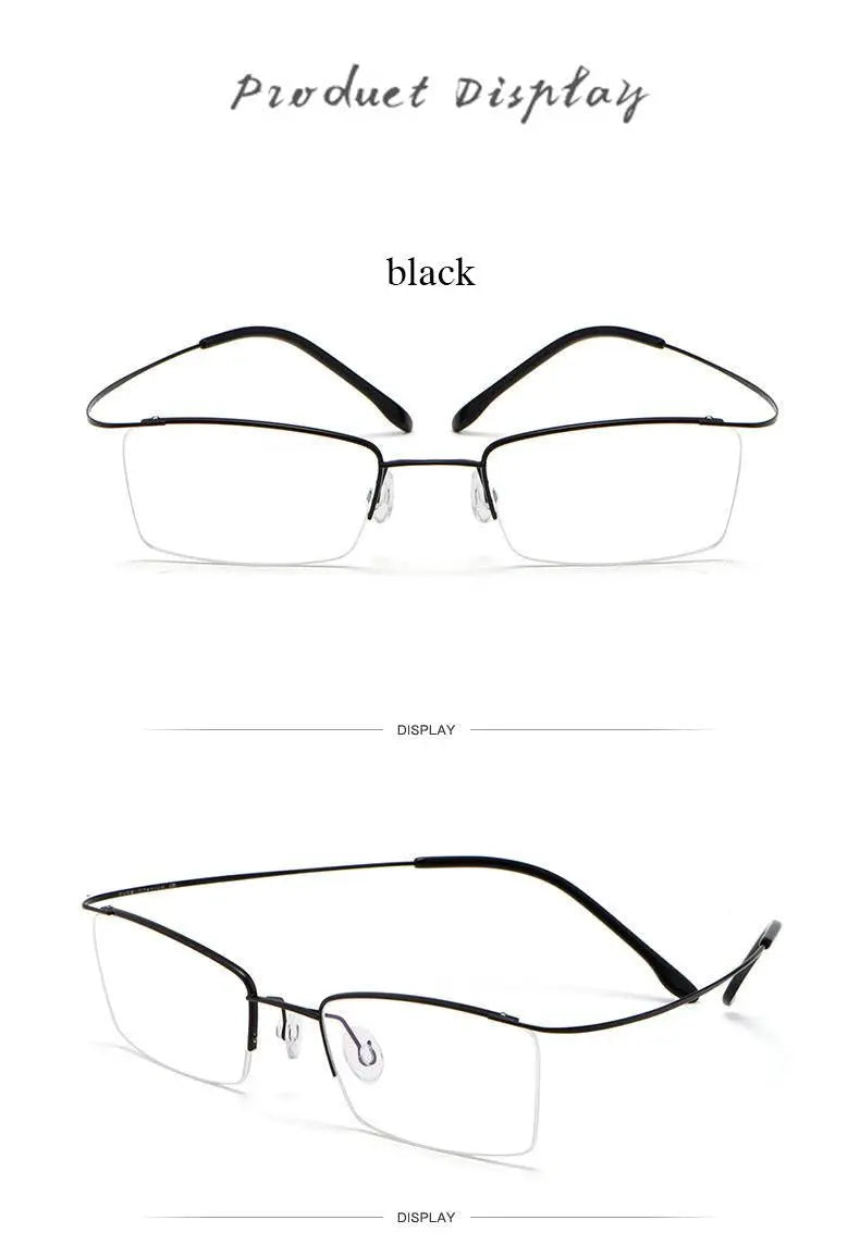 Men's Rectangular Semi-Rimless Titanium Prescription Glasses 30004 — view 10 | Rx Spectacle