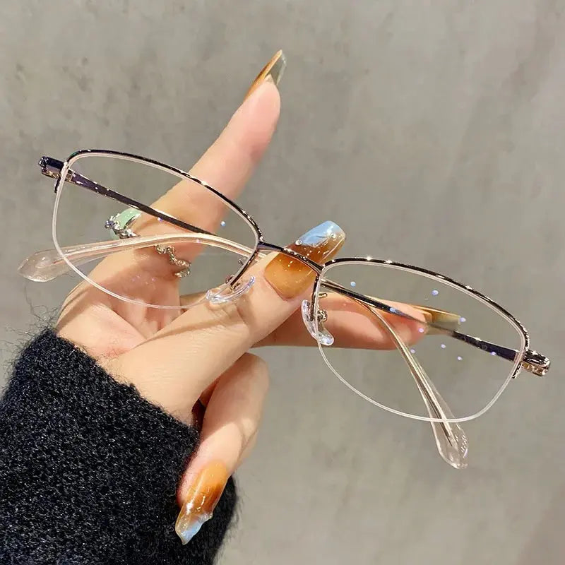 Women's Square Semi-Rimless Titanium Prescription Glasses 23006 — view 4 | Rx Spectacle