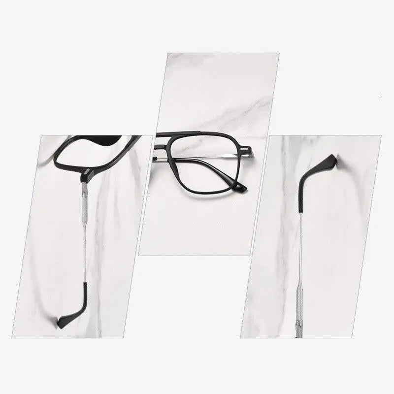 Unisex Square Full Rim Titanium Double Bridge Prescription Glasses 98008f — view 9 | Rx Spectacle
