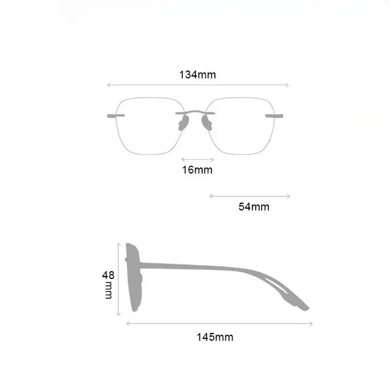 Women's Square Rimless Titanium Prescription Glasses 48925 — view 2 | Rx Spectacle