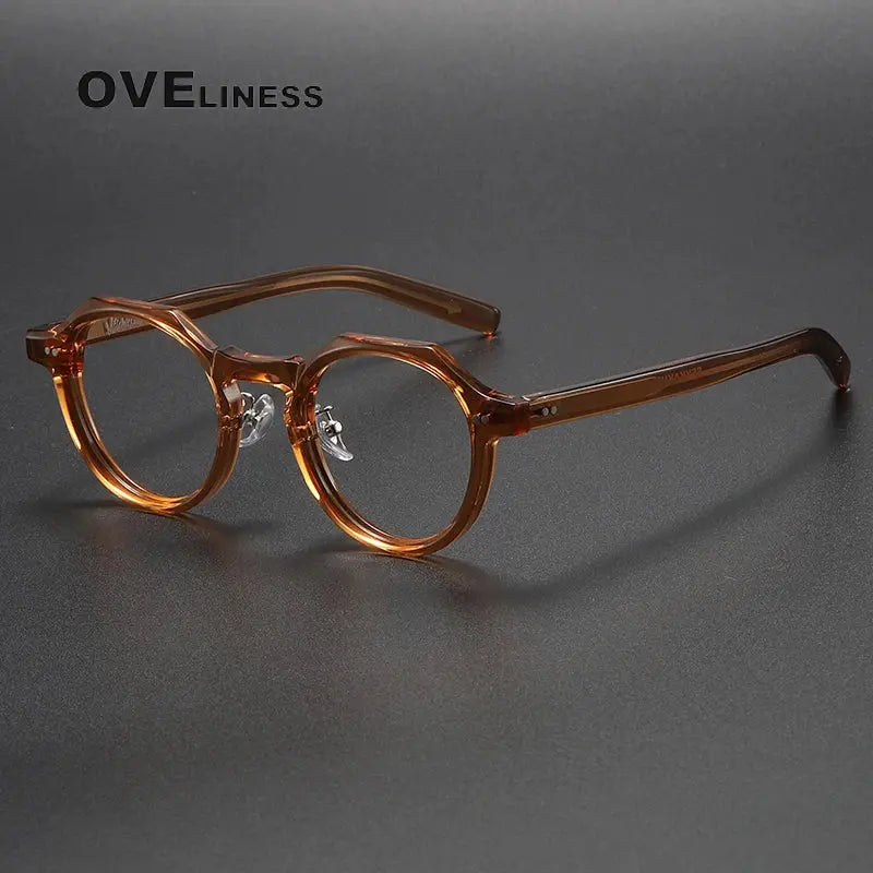 Unisex Round Full Rim Acetate Prescription Glasses V003 — view 8 | Rx Spectacle