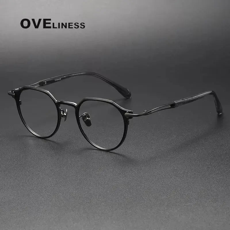 Unisex Oval Full Rim Titanium Flat Top Prescription Glasses 369141 — view 5 | Rx Spectacle