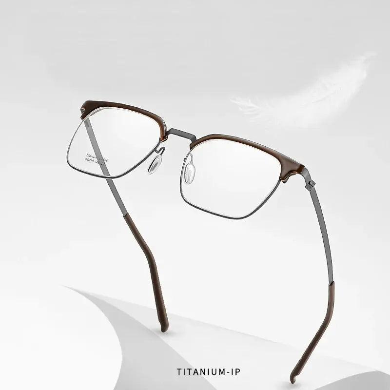 Unisex Browline Full Rim Titanium Prescription Glasses 2606 — view 18 | Rx Spectacle