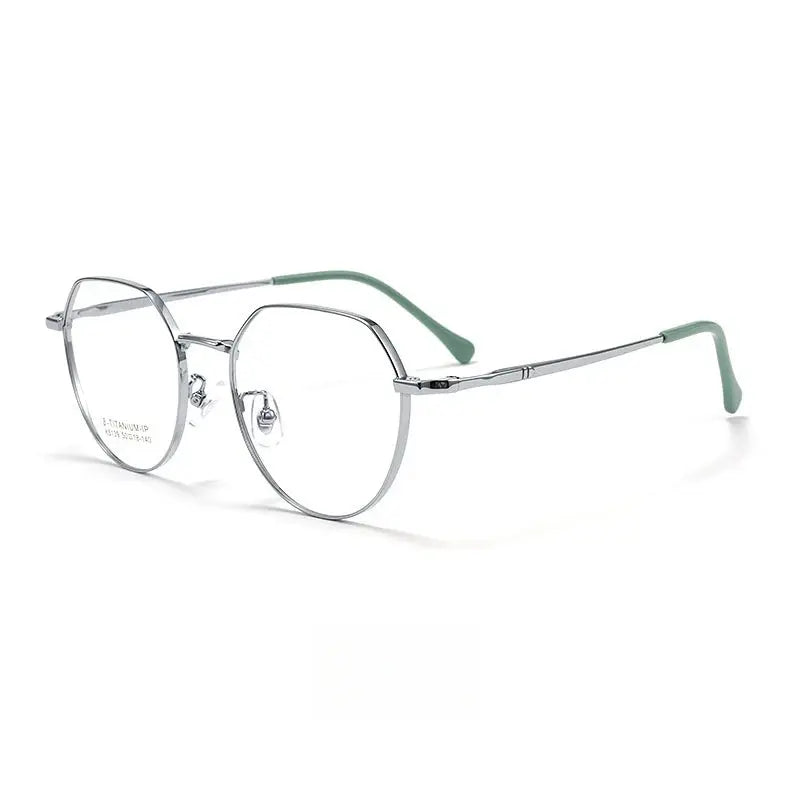 Women's Round Full Rim Titanium Flat Top Prescription Glasses 945139 — view 7 | Rx Spectacle
