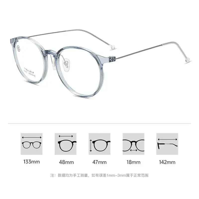 Women's Round Full Rim Titanium Prescription Glasses M9881 — view 6 | Rx Spectacle