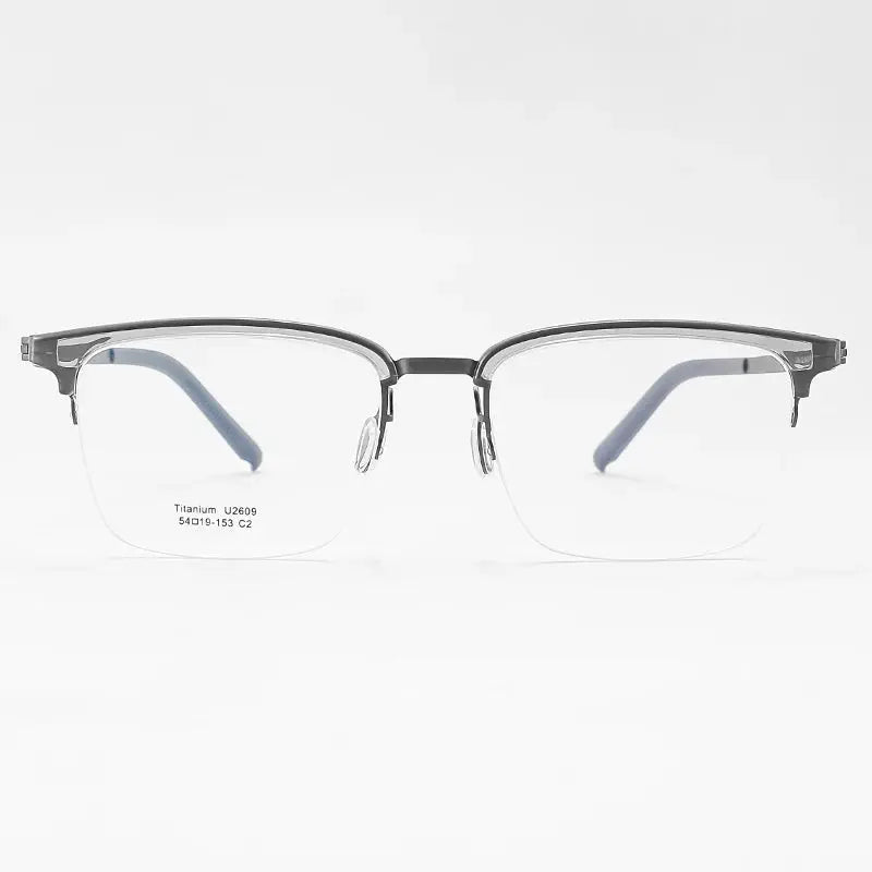 Unisex Square Semi-Rimless Titanium Prescription Glasses 2609 — view 14 | Rx Spectacle