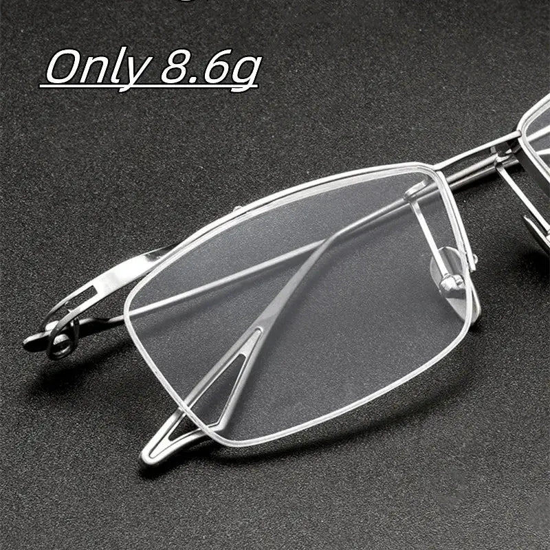 Unisex Browline Semi-Rimless Titanium Prescription Glasses 2266 — view 3 | Rx Spectacle