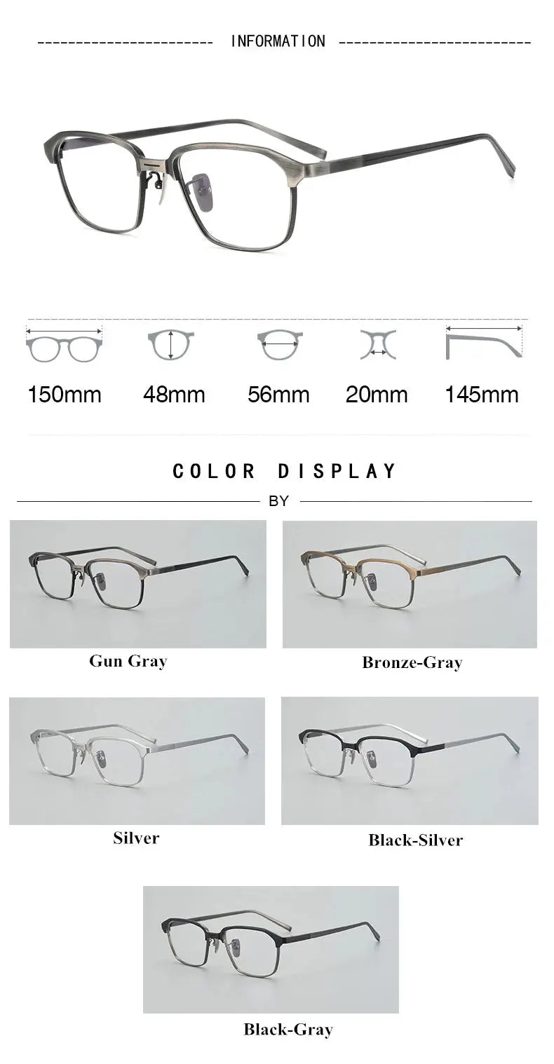 Unisex Square Full Rim Titanium Oversized Prescription Glasses 392024 — view 2 | Rx Spectacle