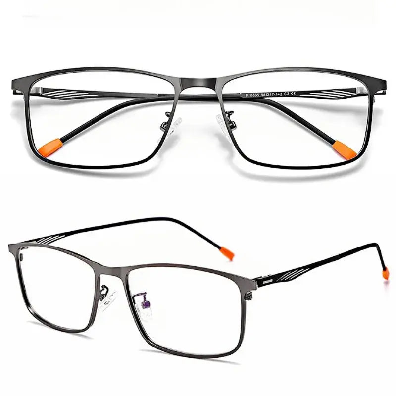 Men's Square Full Rim Alloy Oversized Prescription Glasses 8835 — view 10 | Rx Spectacle