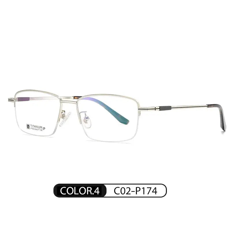 Men's Square Semi-Rimless Titanium Prescription Glasses 90224 — view 4 | Rx Spectacle