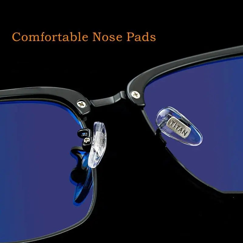 Men's Square Full Rim Titanium Prescription Glasses 8653cmh — view 9 | Rx Spectacle