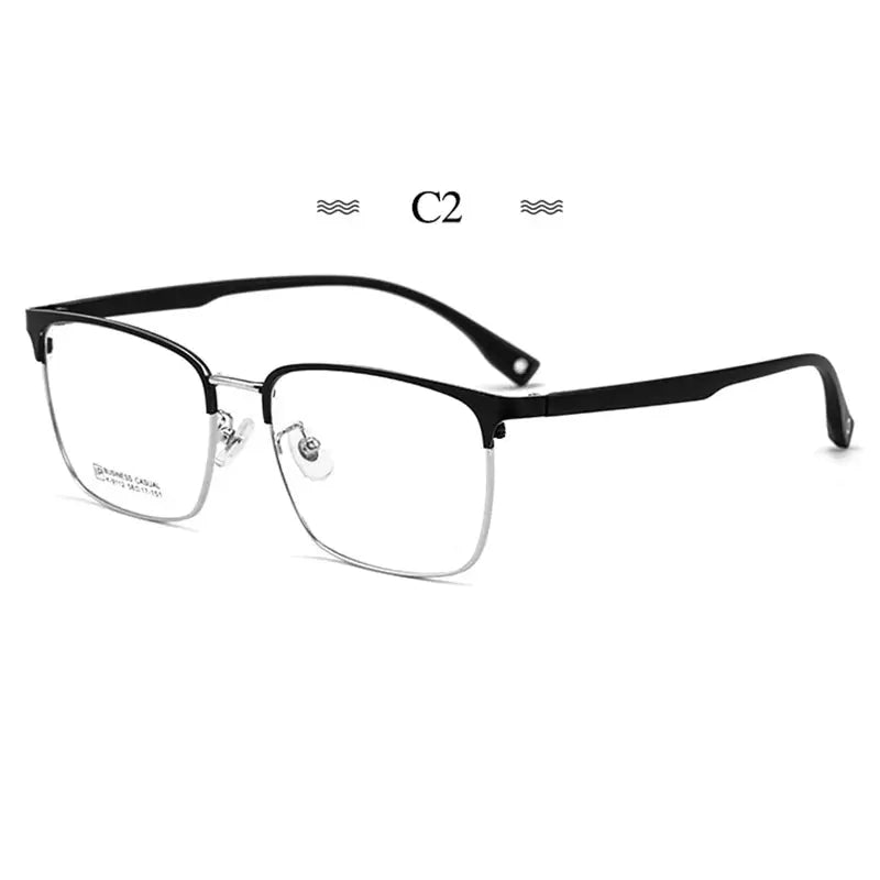 Men's Square Full Rim Titanium Oversized Prescription Glasses 91124 — view 5 | Rx Spectacle