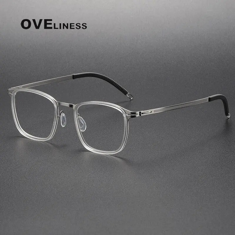 Unisex Square Full Rim Titanium Screwless Prescription Glasses 8202315 — view 5 | Rx Spectacle