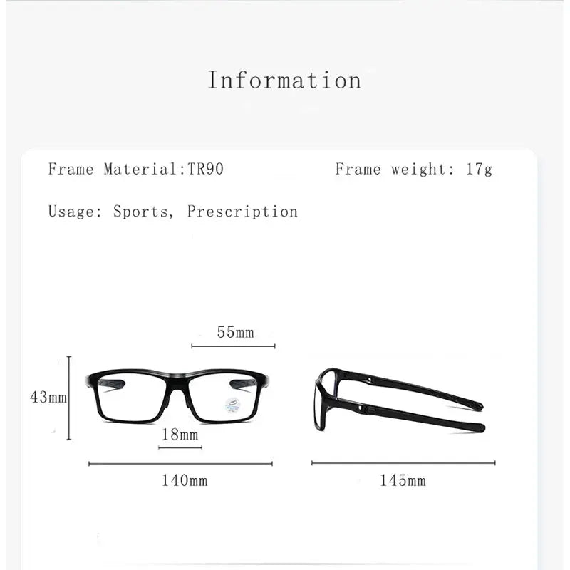Unisex Square Full Rim Acetate Sports Glasses 812821 — view 2 | Rx Spectacle