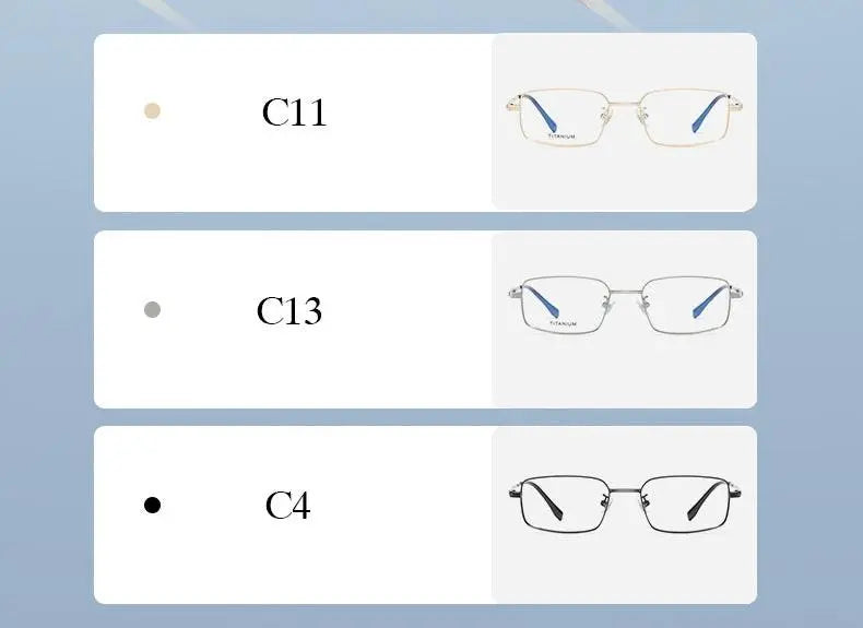 Men's Rectangular Full Rim Titanium Prescription Glasses Pt2219 — view 9 | Rx Spectacle