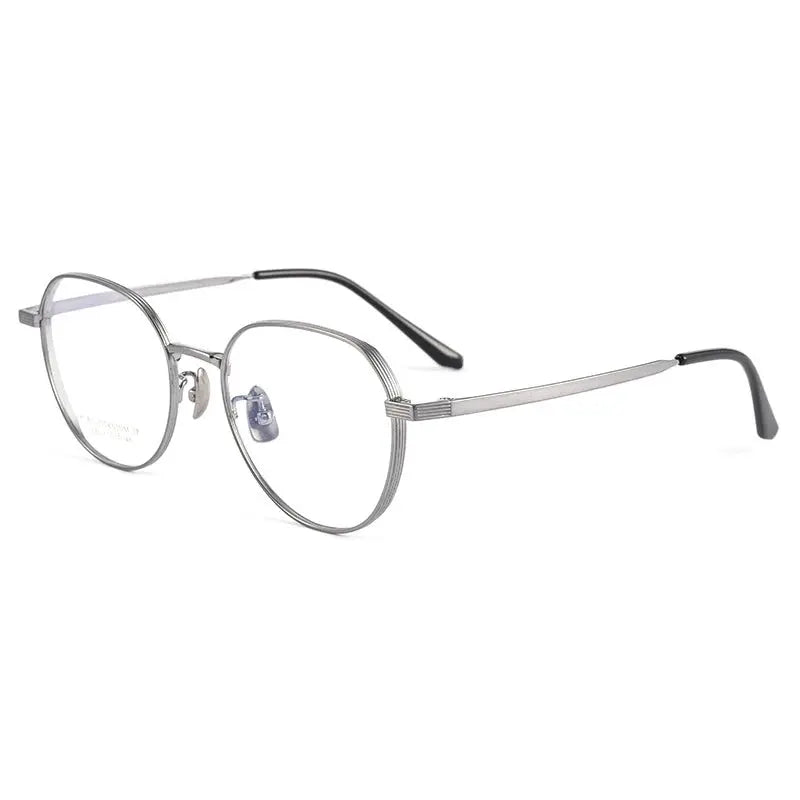 Women's Round Full Rim Titanium Flat Top Prescription Glasses 20507 — view 3 | Rx Spectacle