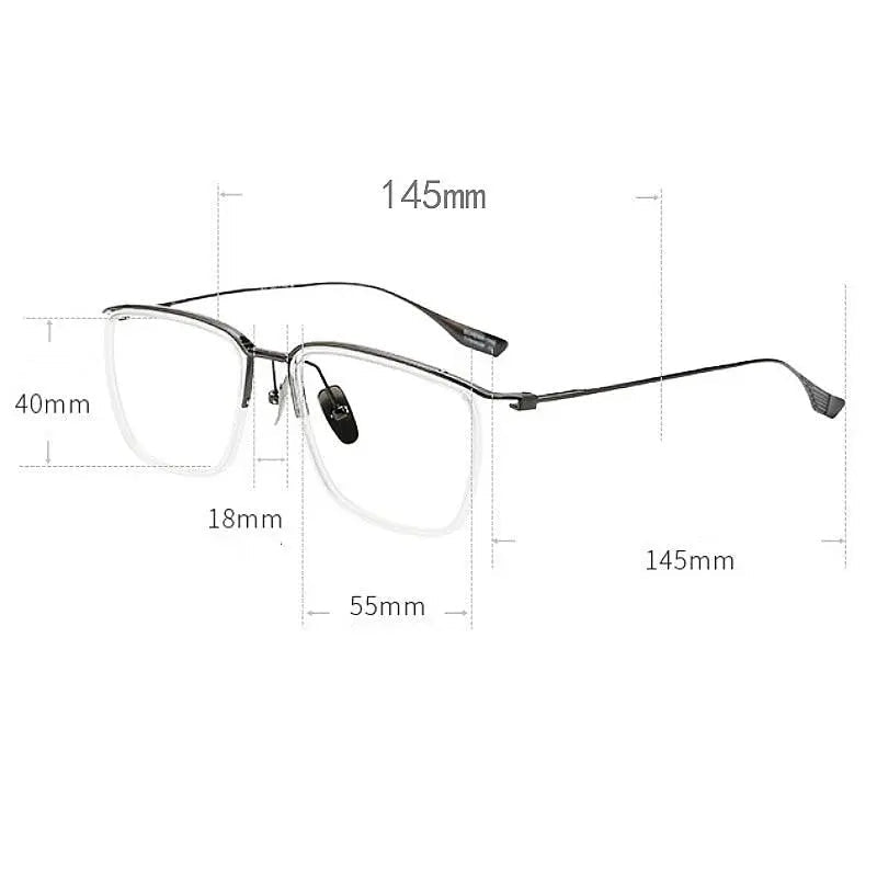 Men's Square Full Rim Titanium Oversized Prescription Glasses Dt106 — view 7 | Rx Spectacle
