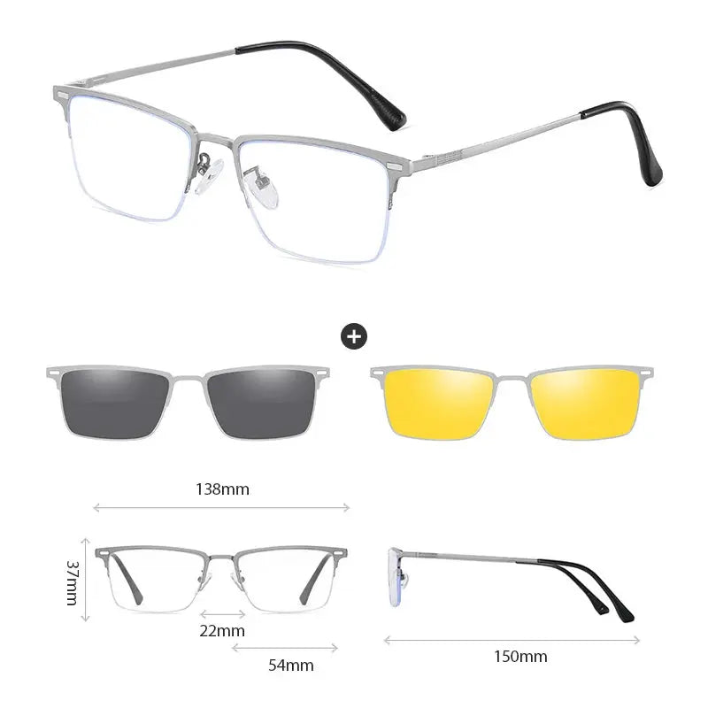 Women's Square Full Rim Titanium Prescription Glasses 414819 — view 3 | Rx Spectacle