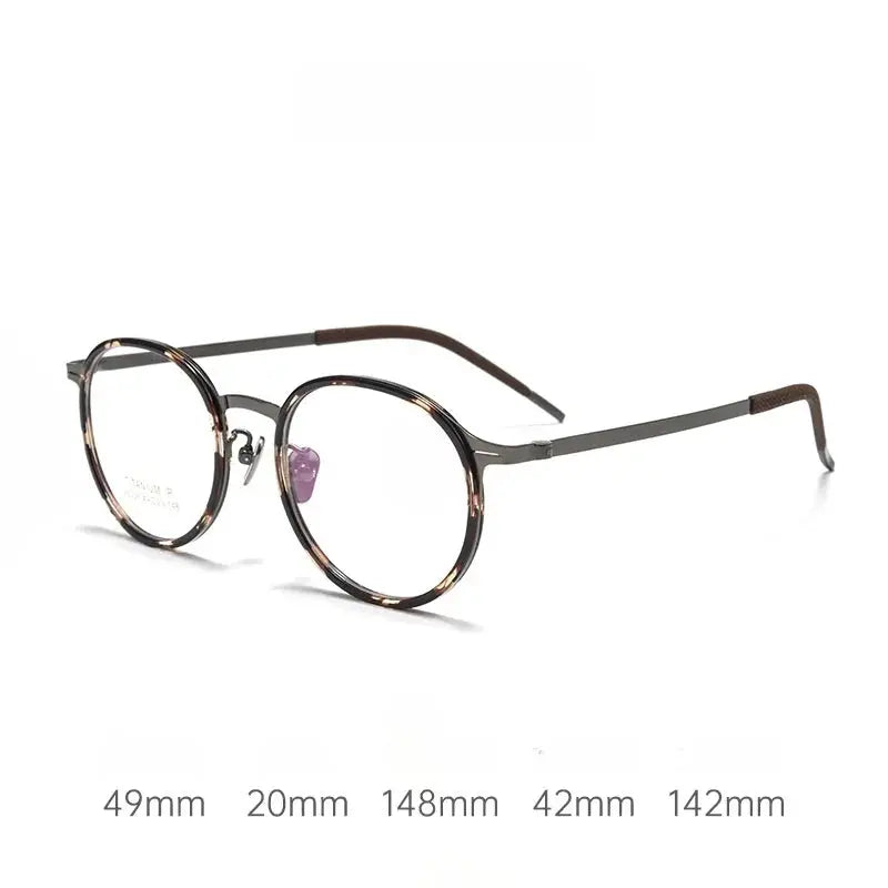 Unisex Round Full Rim Titanium Flat Top Prescription Glasses 26061 — view 3 | Rx Spectacle