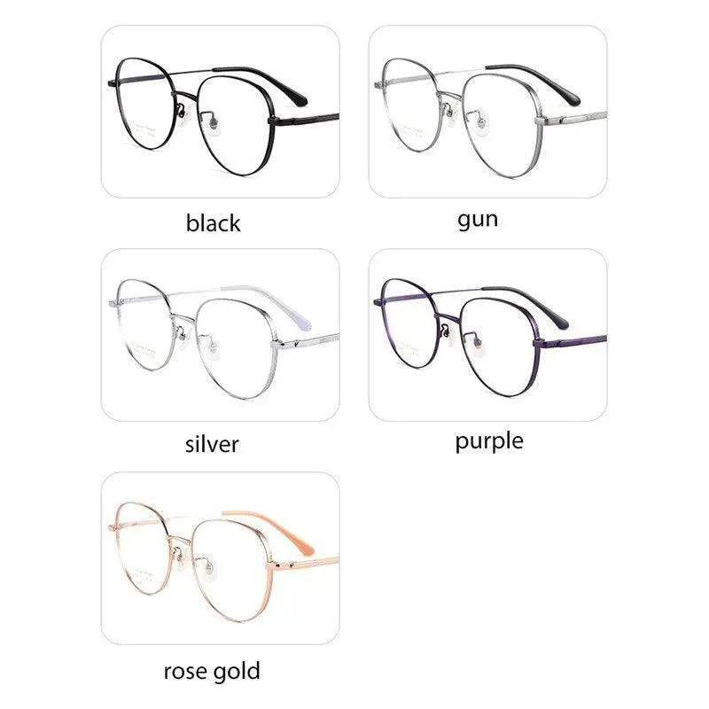 Men's Round Full Rim Titanium Prescription Glasses K5066bsf — view 8 | Rx Spectacle