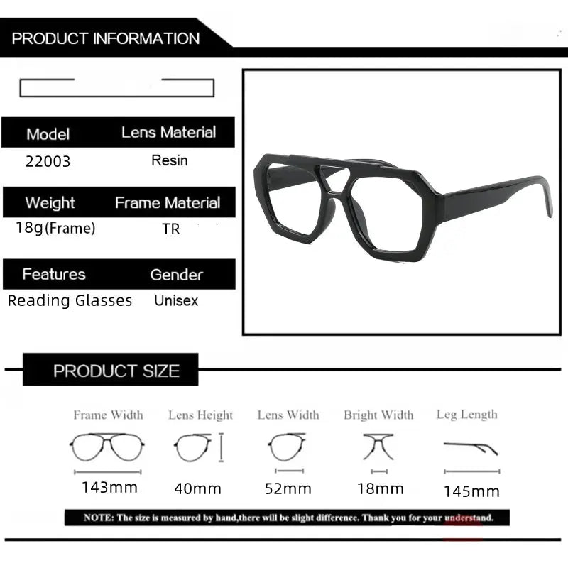 Unisex Polygon Full Rim TR90 Double Bridge Reading Glasses 220033 — view 2 | Rx Spectacle