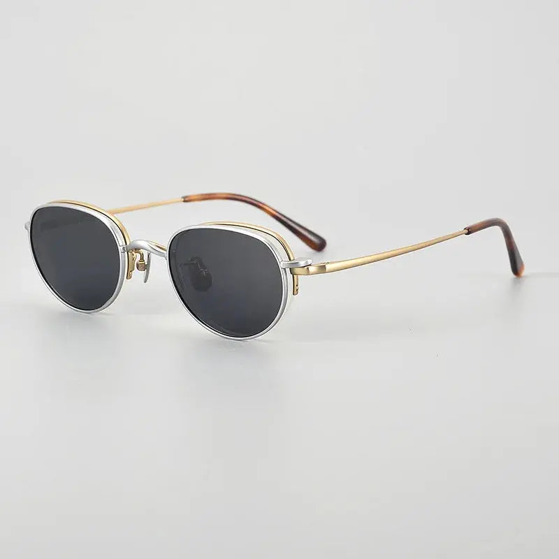 Women's Oval Semi-Rimless Titanium Clip-On Prescription Glasses Mk47 — view 4 | Rx Spectacle