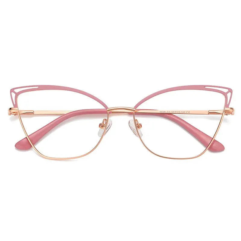 Women's Cat Eye Full Rim Alloy Prescription Glasses 30381 — view 5 | Rx Spectacle