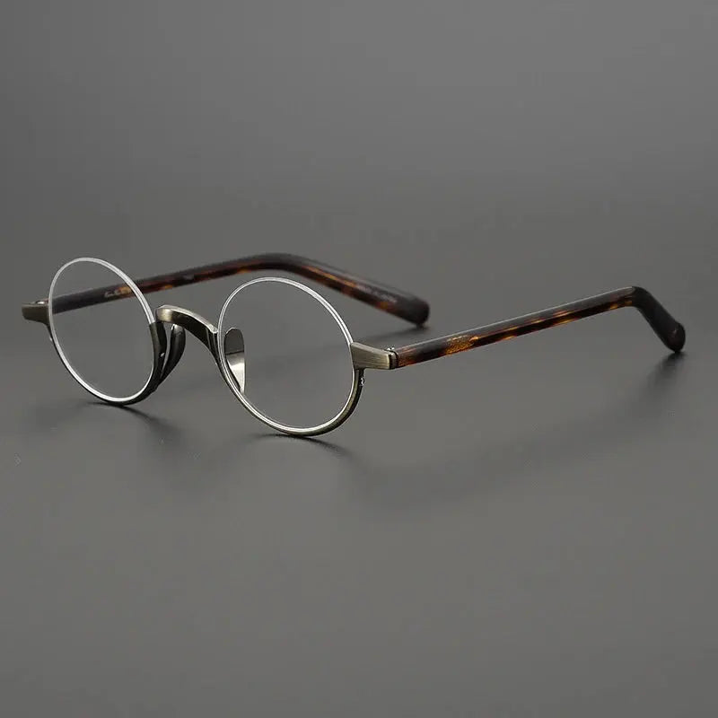 Unisex Round Semi-Rimless Titanium Prescription Glasses N80 — view 9 | Rx Spectacle