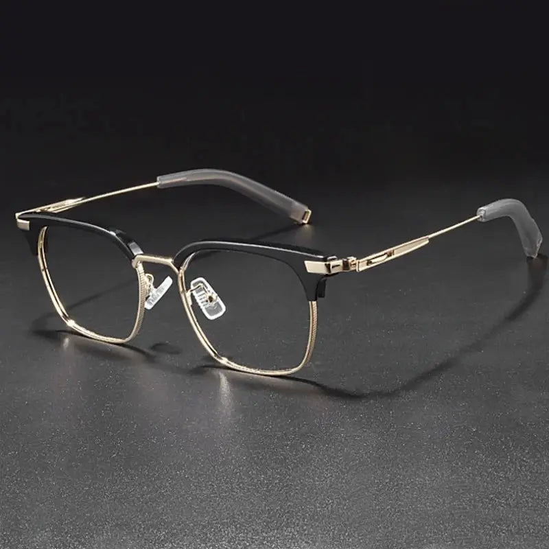 Men's Square Full Rim Titanium Prescription Glasses Y107 — view 10 | Rx Spectacle