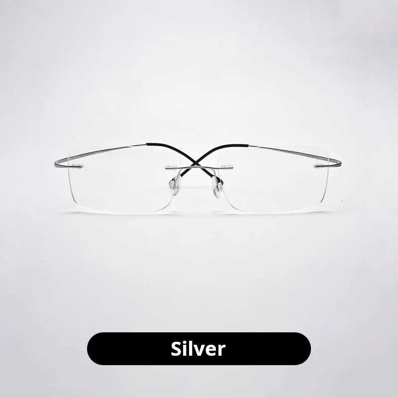 Unisex Square Rimless Titanium Prescription Glasses 20017 — view 3 | Rx Spectacle