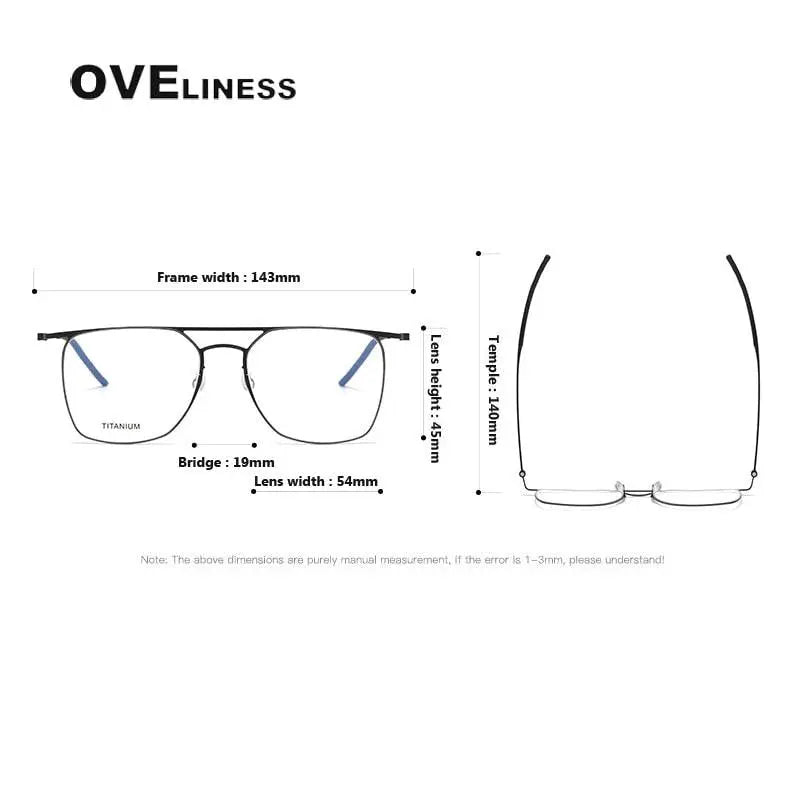 Men's Square Full Rim Titanium Double Bridge Prescription Glasses 5502 — view 9 | Rx Spectacle