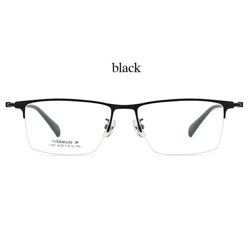 Unisex Square Semi-Rimless Titanium Oversized Prescription Glasses 11039 — view 3 | Rx Spectacle