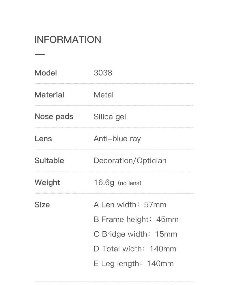 Women's Cat Eye Full Rim Alloy Prescription Glasses 3038 — view 13 | Rx Spectacle