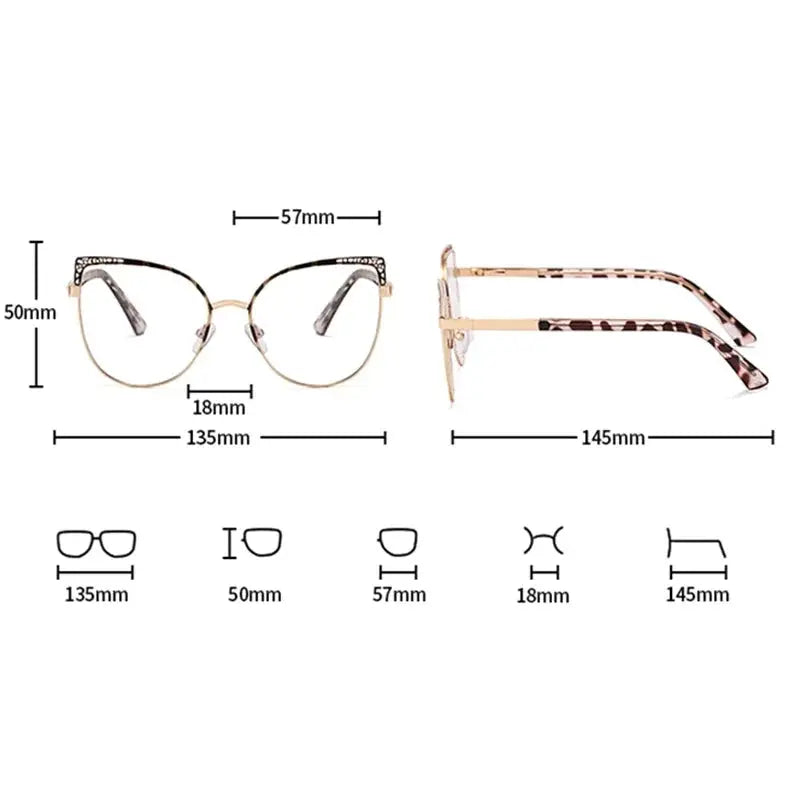 Women's Cat Eye Full Rim Alloy Prescription Glasses 82053 — view 2 | Rx Spectacle
