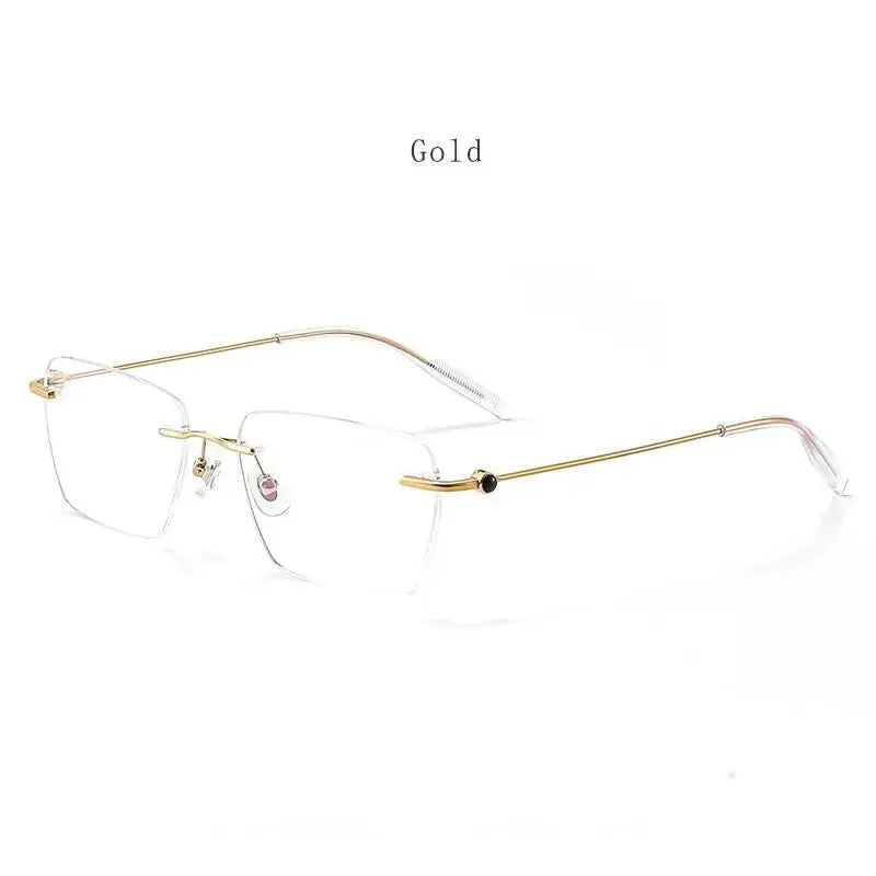 Unisex Square Rimless Titanium Prescription Glasses 71327 — view 9 | Rx Spectacle