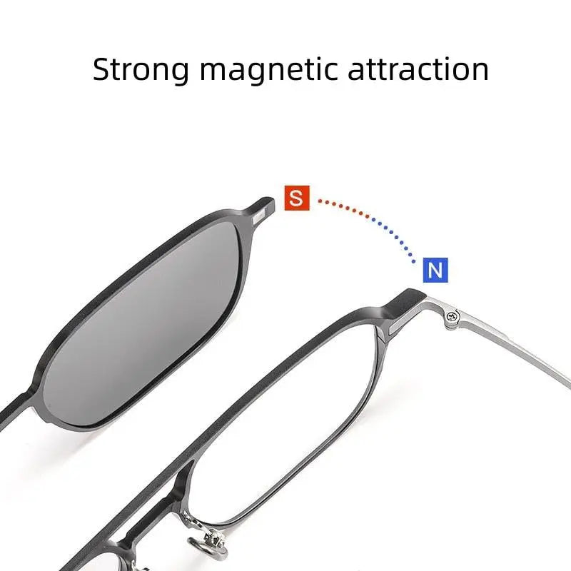 Unisex Square Full Rim Titanium Clip-On Prescription Glasses 9908 — view 7 | Rx Spectacle