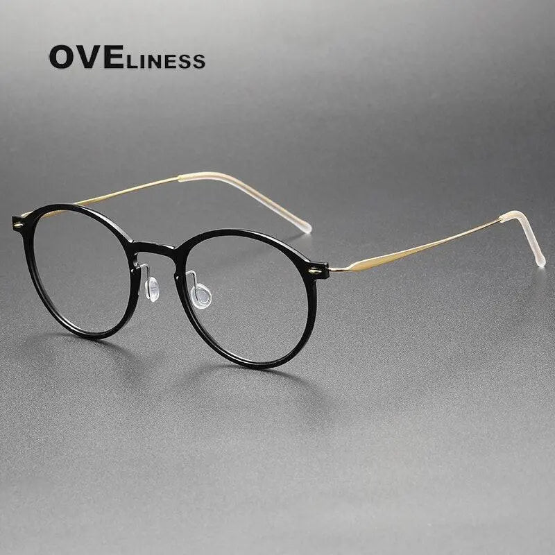 Unisex Round Full Rim Titanium Prescription Glasses 6541 — view 3 | Rx Spectacle
