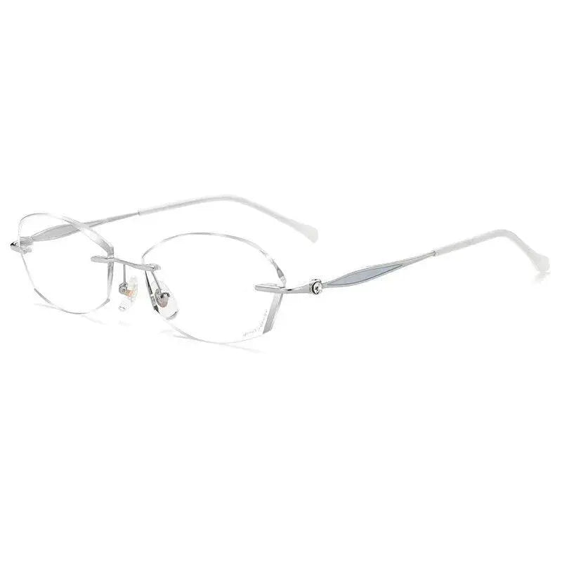Women's Square Rimless Titanium Prescription Glasses 2313 — view 9 | Rx Spectacle