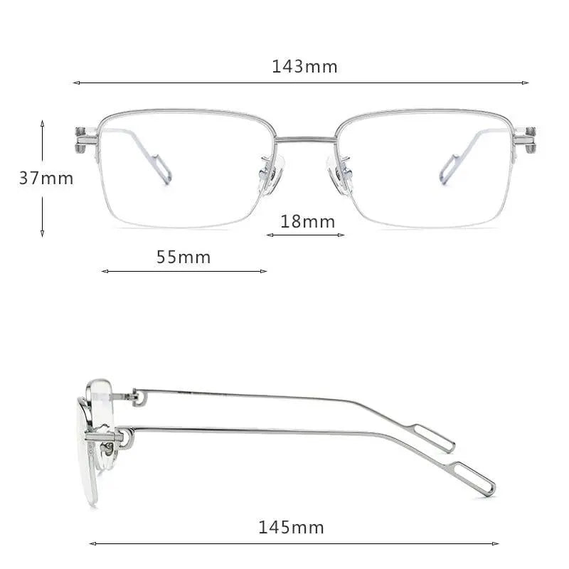 Men's Square Semi-Rimless Titanium Prescription Glasses 150258 — view 6 | Rx Spectacle