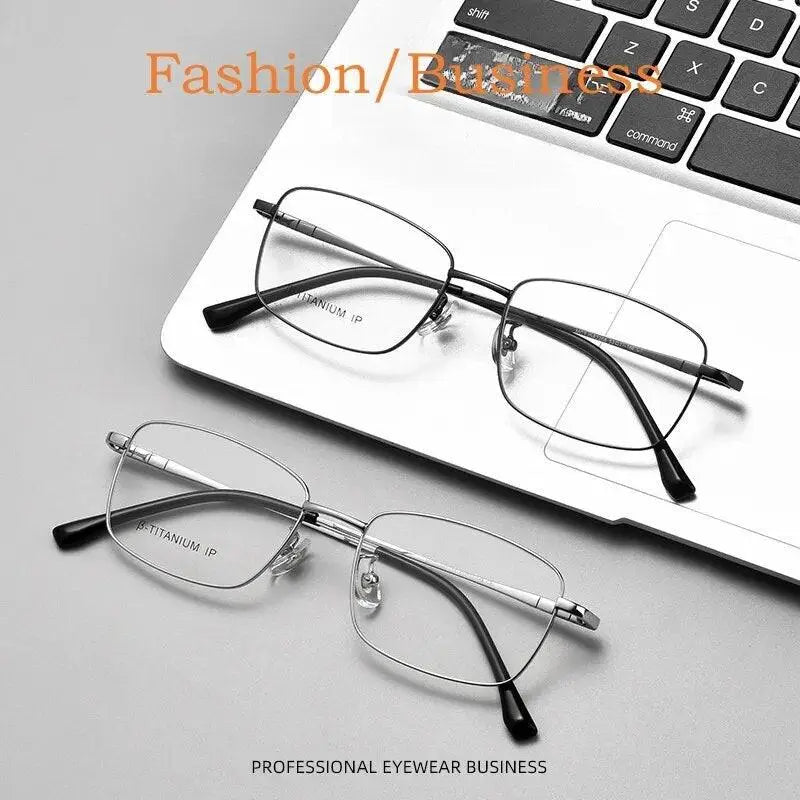 Men's Square Full Rim Titanium Prescription Glasses Mc82208 — view 4 | Rx Spectacle