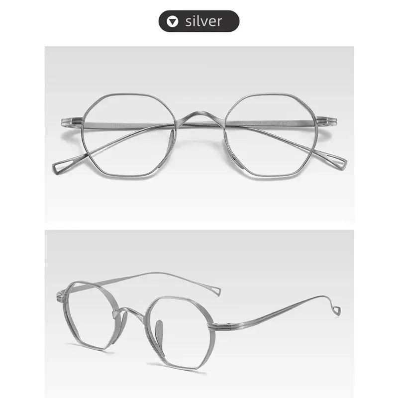 Unisex Polygon Full Rim Titanium Reading Glasses K152 — view 6 | Rx Spectacle