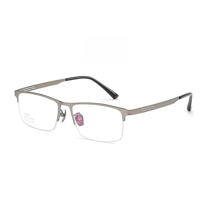Men's Square Semi-Rimless Titanium Prescription Glasses Y2322 — view 7 | Rx Spectacle