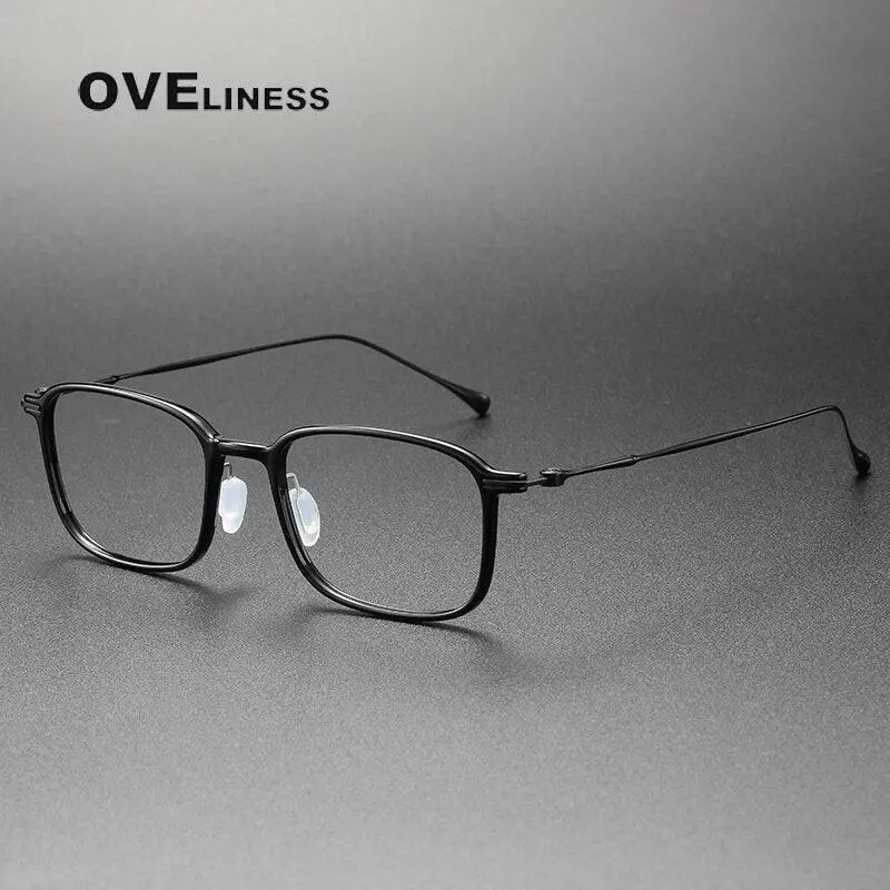 Unisex Square Full Rim Titanium Prescription Glasses 8644 — view 2 | Rx Spectacle