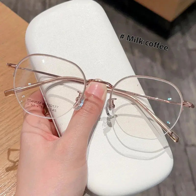Women's Polygon Semi-Rimless Titanium Prescription Glasses 20177 — view 5 | Rx Spectacle
