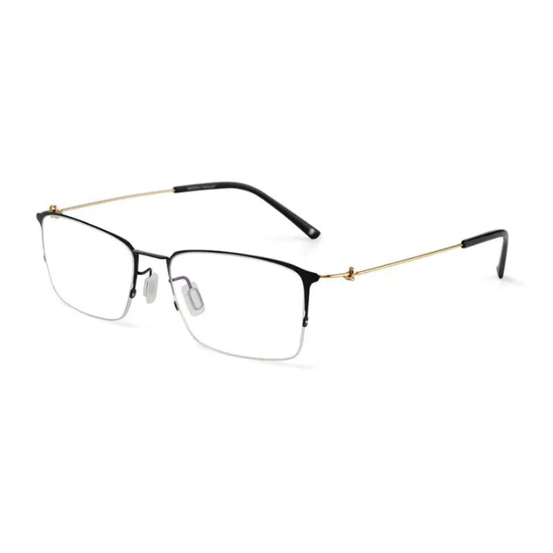 Unisex Square Semi-Rimless Titanium Screwless Prescription Glasses 68203 — view 7 | Rx Spectacle