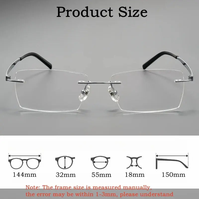Men's Square Rimless Titanium Prescription Glasses 15802 — view 2 | Rx Spectacle