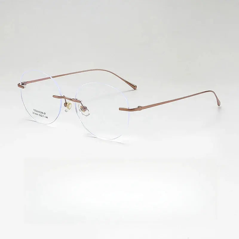 Unisex Round Rimless Titanium Prescription Glasses 231604Wk — view 6 | Rx Spectacle