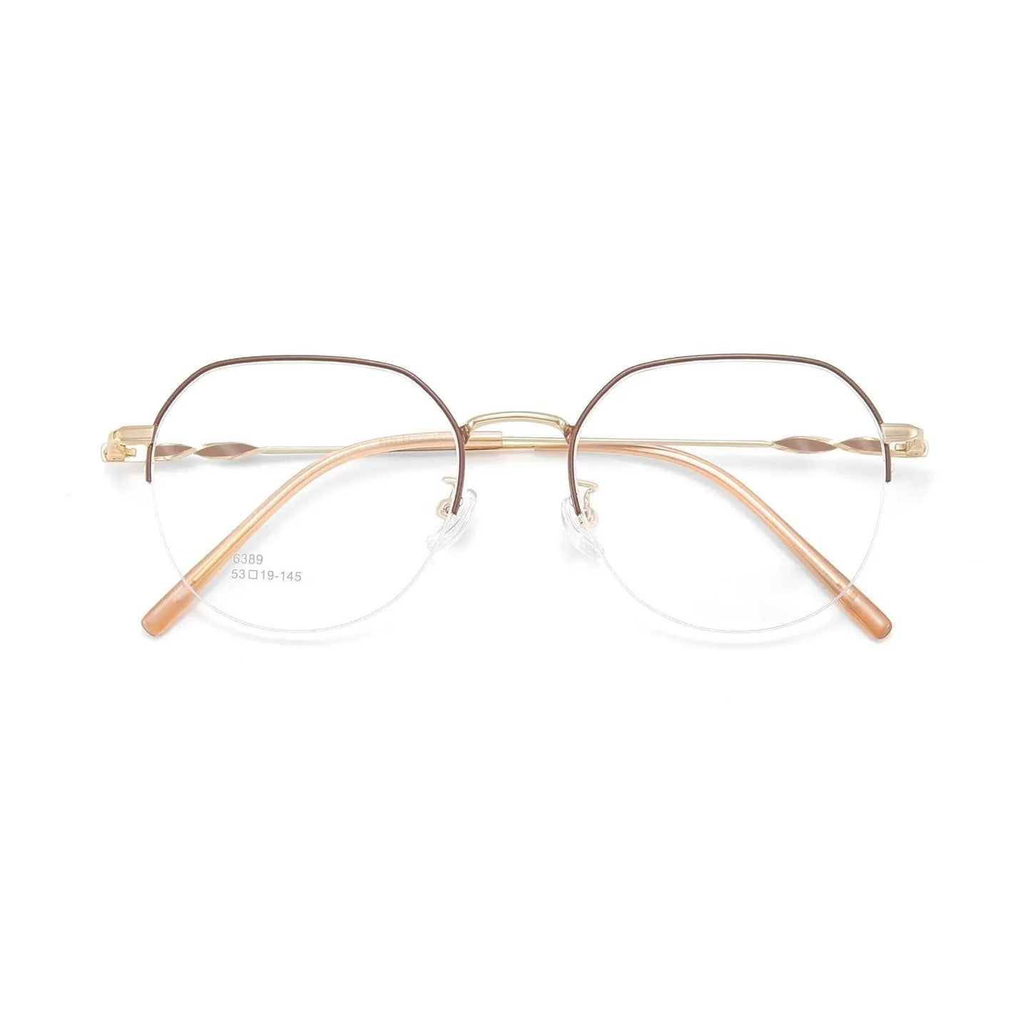 Unisex Polygon Semi-Rimless Alloy Flat Top Prescription Glasses 636389 — view 3 | Rx Spectacle