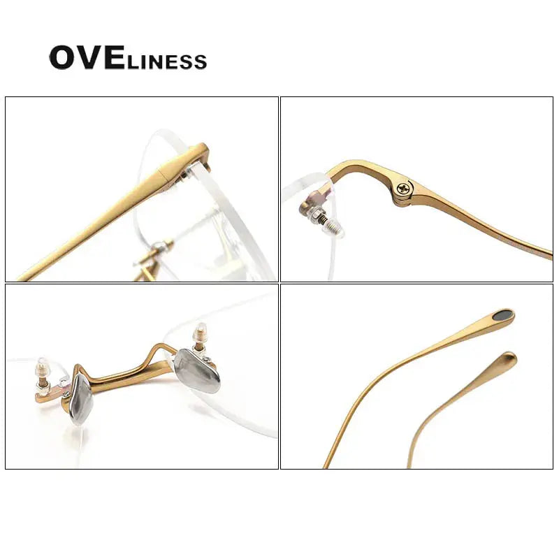 Unisex Square Rimless Titanium Prescription Glasses 80954 — view 4 | Rx Spectacle